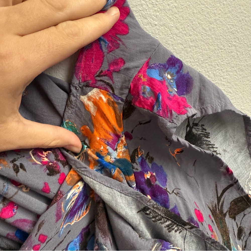 Floral Gray Romper with Colorful Accents - Picture 4 of 4